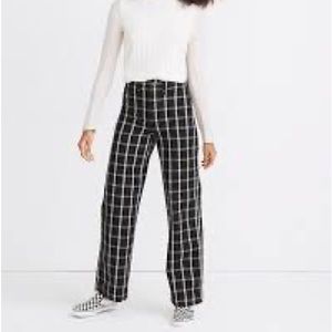 Madewell Slim Emmett Wide Leg Full Length Pants in Windowpane Check - NEW - 32